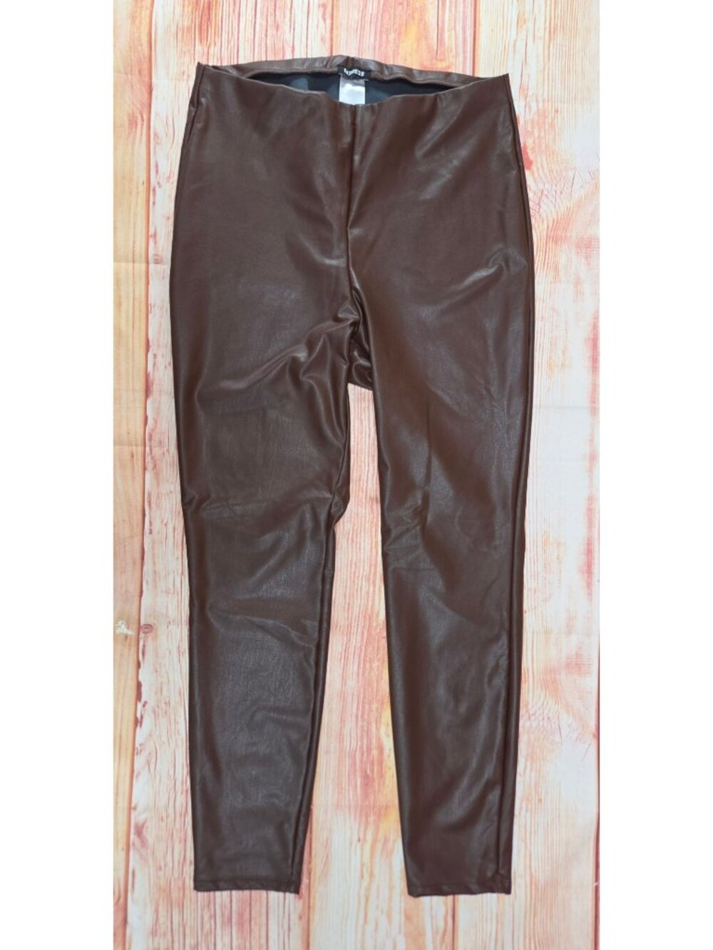 Express Womens Brown Faux Leather Leggings Size Large